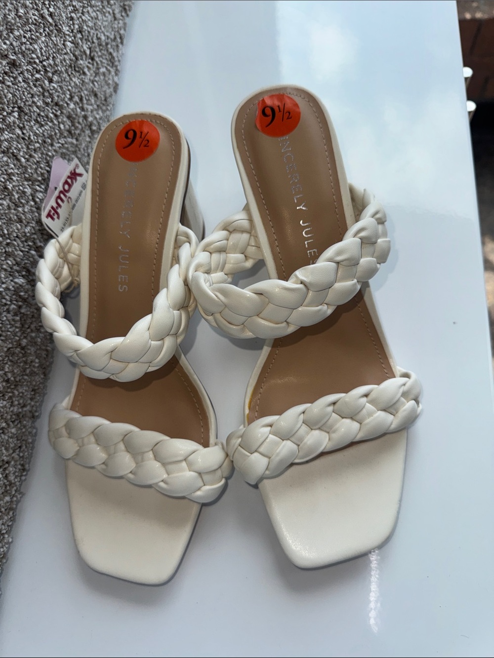 Sincerely Jules Cream Braided Double-Strap Slide Mules Size 9.5
